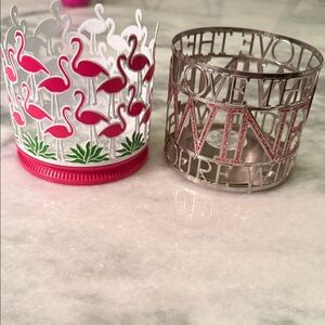 Bath & Body Works Pink Flamingo and Silver Wine Candle Holders